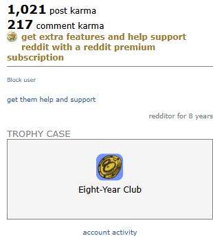 REDDIT ACCOUNT with 1238 karma, Post KARMA 1021 and Comment Karma 217, 8 years 6 months
